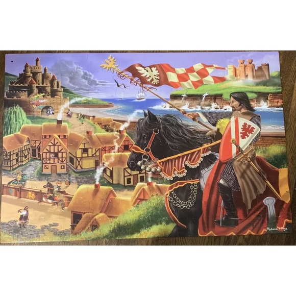 Melissa & Doug Medieval Triumph 4426Floor Puzzle 100 Piece Knight Village Horse - Picture 1 of 7